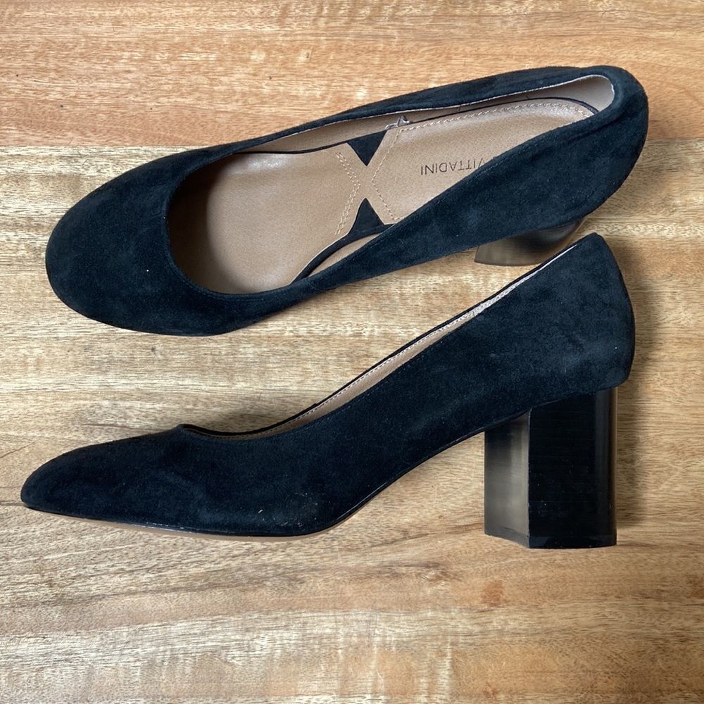 Adrienne Vittadini Block Suede Heels
